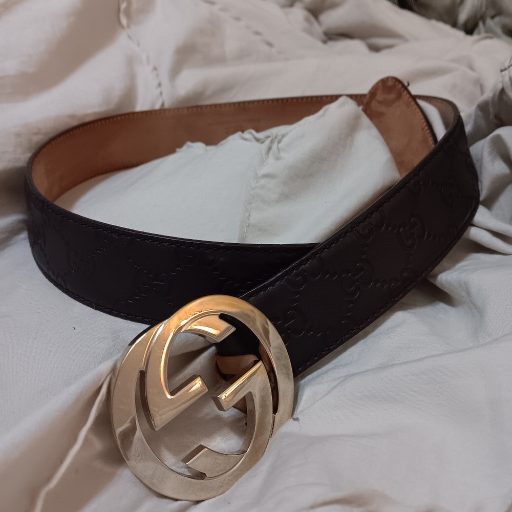 Brown Gucci monogrammed belt